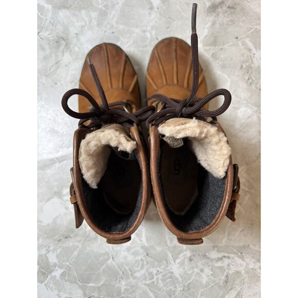 UGG Cecile Women's 1007999 Brown Waterproof Leather Ankle Duck Boots Size US 5.5 - Picture 6 of 8